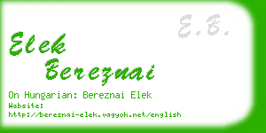elek bereznai business card